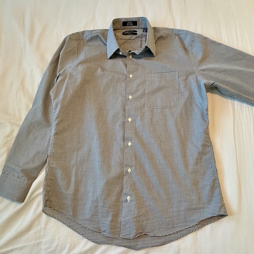 ❌❌SOLD❌❌Nordstrom Mens Shop Trim Fit Non Iron Check Dress Shirt 16.5 34 35 - Picture 3 of 10